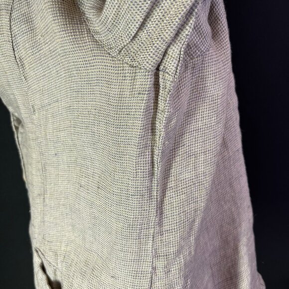 FLAX Size M Grey Button-Front Jacket Linen Pockets V-Neck - Picture 7 of 13